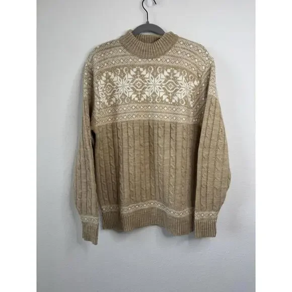 Vintage Jantzen Sweater Mens Large Knit Snowflake Nordic Pullover USA 80s - Picture 1 of 4